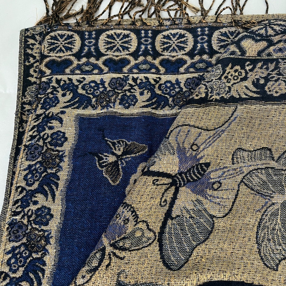 SAKKAS LIUA LONG WIDE WOVEN PATTERNED DESING MULTI COLORED PASHMINA SHAWL/Scarf - Picture 6 of 6